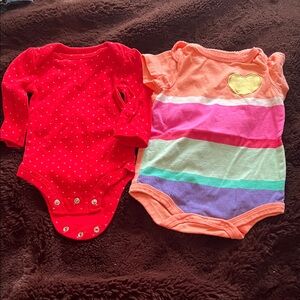 Adorable Red and Multicolor Bodysuit Set